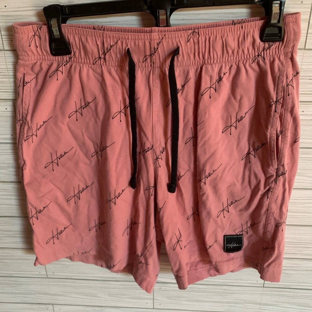 Hollister Signature Print Pink Drawstring Shorts